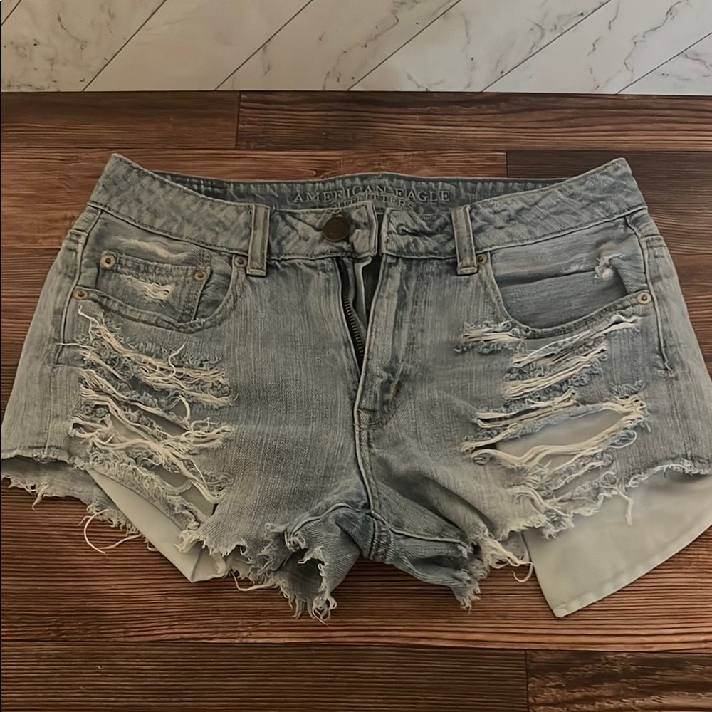 American Eagle Outfitters Women's Distressed Denim Shorts - Gray